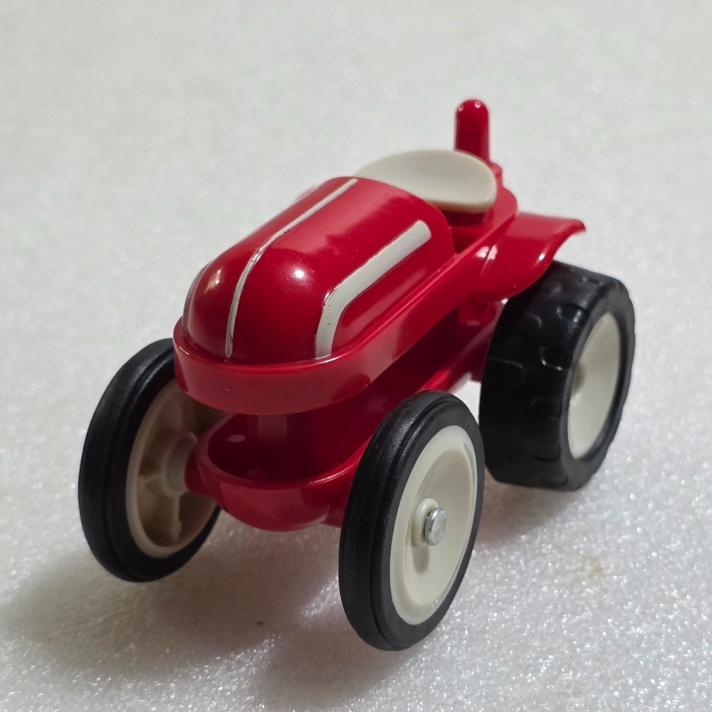 Mattel 2018 Red & White Chunky Tractor 2pcs Toy Plastic Vehicle 3"
